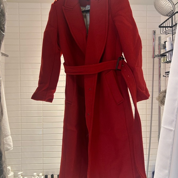 J. Crew Red Wrap Trench Coat in Italian Double-faced Wool NWT - Picture 5 of 5